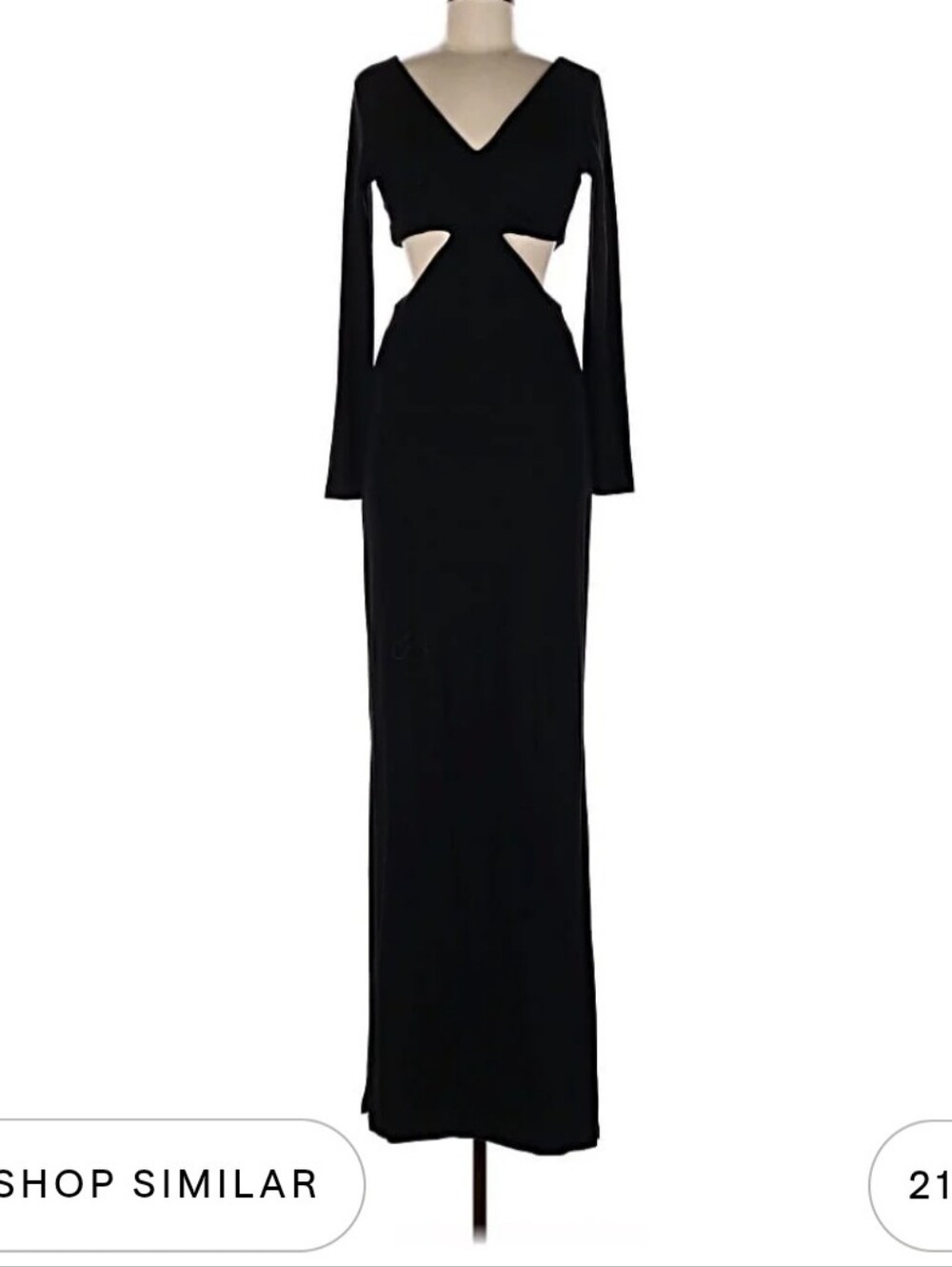 Rare Mara Hoffman Black Gown Long Sleeve Cutout 90s Maxi Large tall